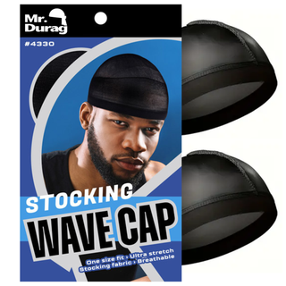 MR DURAG STOCKING WAVE CAP - BLACK *4330