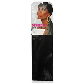 MS REMI SAPPHIRE STRETCHY SILKY SCARF - 60' LONG BLACK * 4523