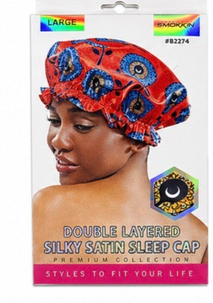 SMOKKIN DOUBLE LAYERED SILKY SATIN SLEEP CAP