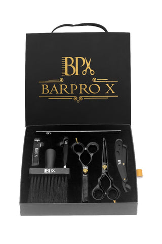 Kit Professionnel Maître BPX BARBER 2.0 (8 articles, ciseaux de 7,5", 4 pinces à cheveux et une cape offertes)