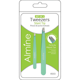 ALMINE Slant Tip Tweezers with Rubber Coating 2pc *6003 - Beautylicious Canada