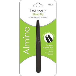 ALMINE Tweezers Slant Tip Black*6025 - Beautylicious Canada
