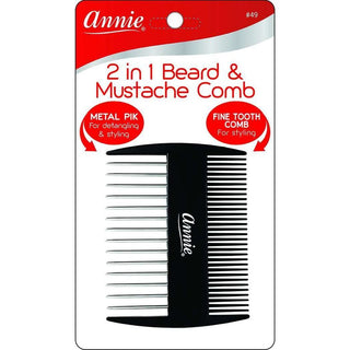 Annie 2 in 1 Beard & Mustache Comb Black *49 - Beautylicious Canada