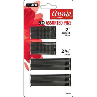 Annie Asst Pins 2 Inch And 2 3/4 Inch 50Ct Black *3102 - Beautylicious Canada