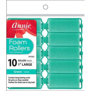 Annie Foam Rollers Large 10Ct Green *1053 - Beautylicious Canada