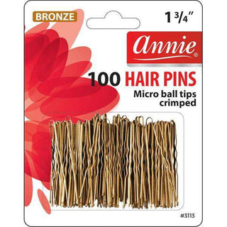 Annie Hair Pins 1 3/4In 100Ct Bronze Microball Tipped *3113 - Beautylicious Canada