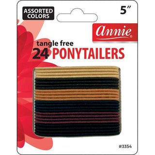 Annie No Tangle Ponytailers 5In 24ct Asst Color Thin - Beautylicious Canada
