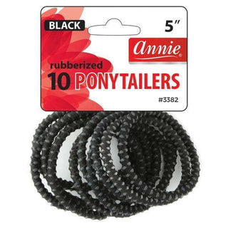 Annie Rubberized Ponytailer 10ct Black *3382 - Beautylicious Canada