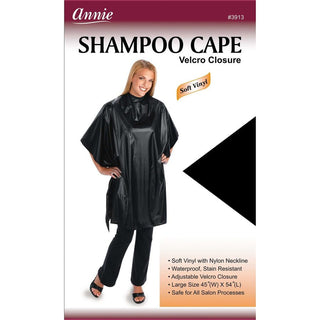 Annie Shampoo Cape 45" x 54" Black *3913 - Beautylicious Canada