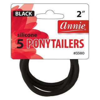 Annie Silicone Ponytailers 5ct Black *3380 - Beautylicious Canada