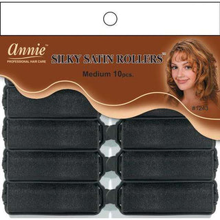 Annie Silky Satin Rollers Size M 10Ct Black *1243 - Beautylicious Canada
