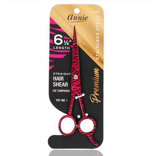 Annie Stainless Steel Straight Hair Shears 6.5 Inch Pink Zebra Pattern *5240 - Beautylicious Canada