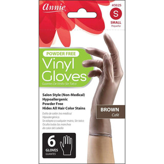 Annie Vinyl Gloves 6Ct Brown *3828 - Beautylicious Canada