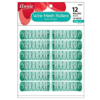 Annie Wire Mesh Rollers Medium 12Ct Green *1023 - Beautylicious Canada
