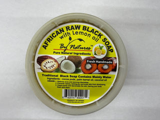 BY NATURE'S AFRICAN RAW BLACK SOAP W/ LEMON OIL 7OZ - Beautylicious Canada