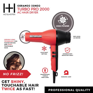 ANNIE H&H Turbo Pro 2000 Ac Hair Dryer Red