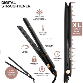 ANNIE H&H Extra Long Ceramic Plate Digital Flat Iron 1"