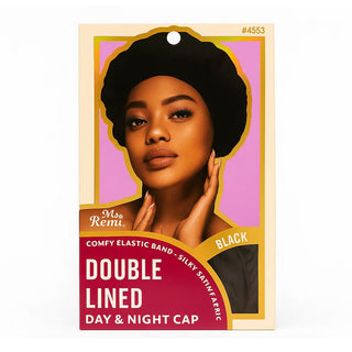 MS REMI DOUBLE LINED DAY & NIGHT CAP - BLACK *4553