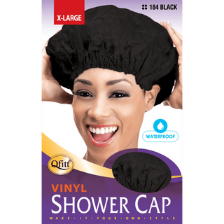 QFITT VINYL SHOWER CAP *184 BLACK - Beautylicious Canada