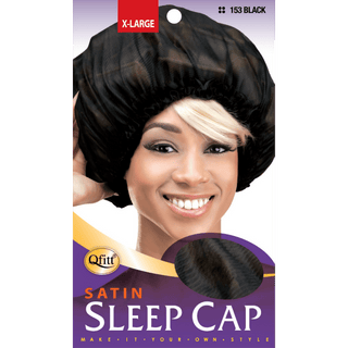 QFITT X - LARGE SATIN SLEEP CAP *153 BLACK - Beautylicious Canada