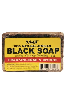 TAHA SAVON NOIR AFRICAIN 100% NATUREL À L'ENCENS ET À LA MYRRHE 5OZ