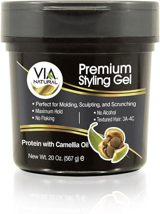 VIA NATURAL PREMIUM STYLING GEL PROTIEN WITH CAMELLIA OIL 20 OZ - Beautylicious Canada