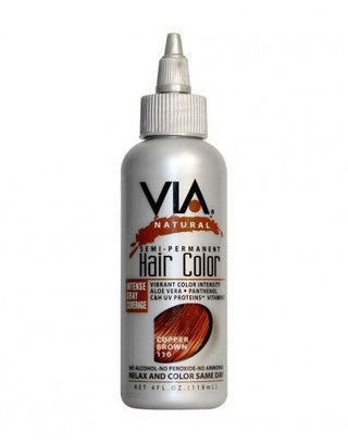 VIA NATURAL Semi - Permanent Hair Color *110 COPPER BROWN 4OZ - Beautylicious Canada