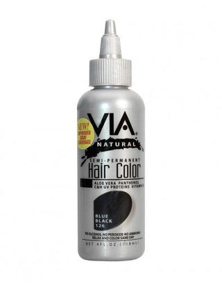 VIA NATURAL Semi - Permanent Hair Color *126 BLUE BLACK 4OZ - Beautylicious Canada