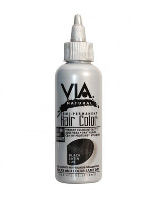 VIA NATURAL SEMI - PERMANENT HAIR COLOR *128 BLACK SATIN 4OZ - Beautylicious Canada