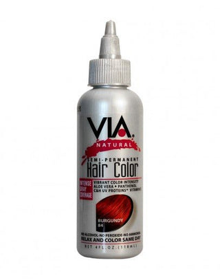 VIA NATURAL Semi - Permanent Hair Color *84 BURGUNDY 4OZ - Beautylicious Canada