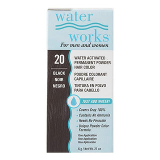 WATER WORKS Water Activated Permanent Powder Hair Color - 20 BLACK NOIR NEGRO - Beautylicious Canada